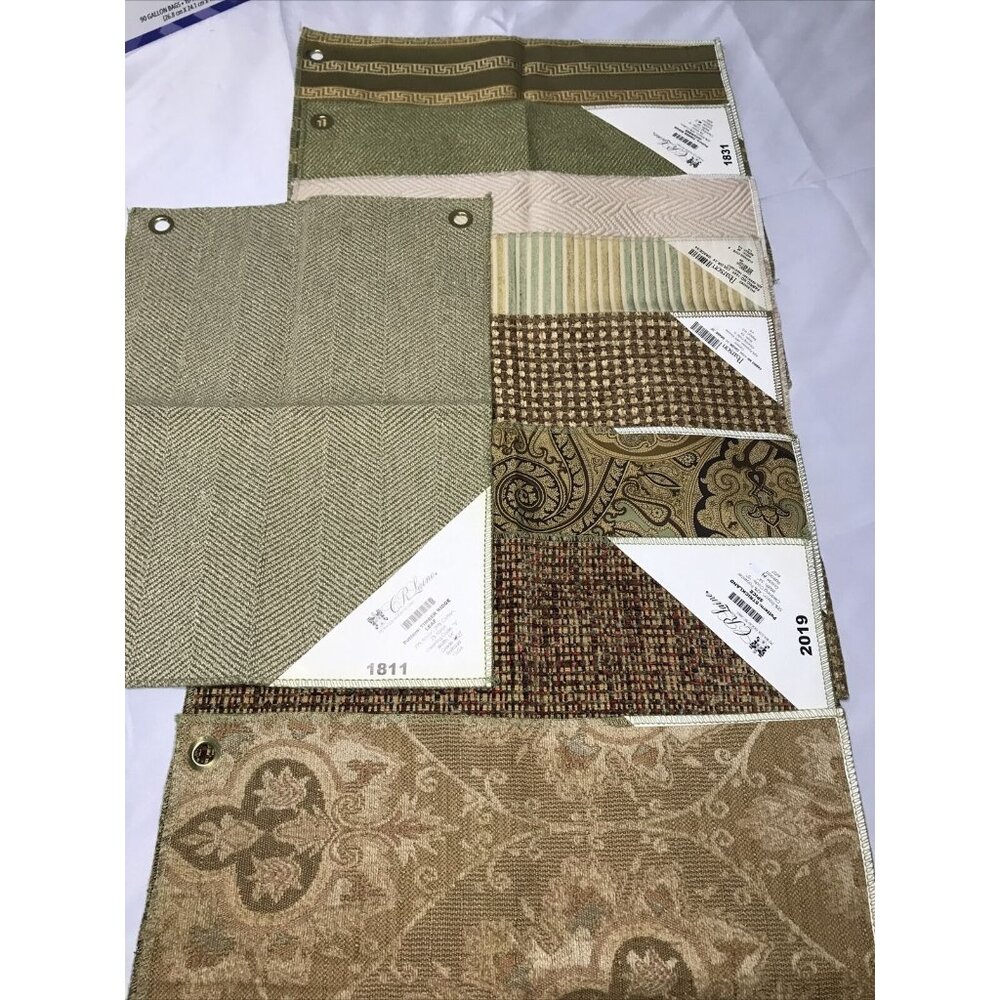 C.R. Laine & Pearson UPHOLSTERY Medium Swatches Lot Of 9 Mainly Golds & Bronzes